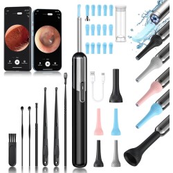 Qimic Ohrenschmalz Entferner Otoskop, WiFi Ohrenreiniger mit Kamera, IP67 wasserdicht Ohr Endoskop, 360°-Weitwinkel Otoskop Kamera mit 6 LEDs für iPhone, Android-Smartphones und iPad