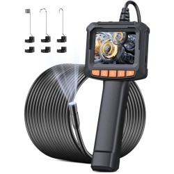 Endoskopkamera mit Licht 10M, Qimic 1080P HD Rohrkamera mit 8 Einstellbaren LEDs, 2.4" IPS Bildschirm Inspektionskamera, 7,9mm IP67 Endoskop kanalkamera, 2000mAh Akku, Herren-Tools 32.8FT/10M