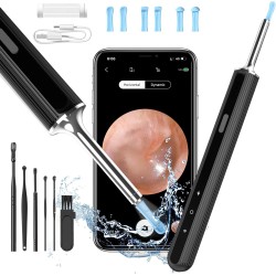 Ohrenschmalz Entferner Otoskop, Qimic WiFi Ohrreiniger, 1080P Ultradünne HD Drahtlos Wasserdicht Ohrenspiegel mit 3.5mm Linse und 6 LEDs für iPhone, iPad und Android-Smartphones